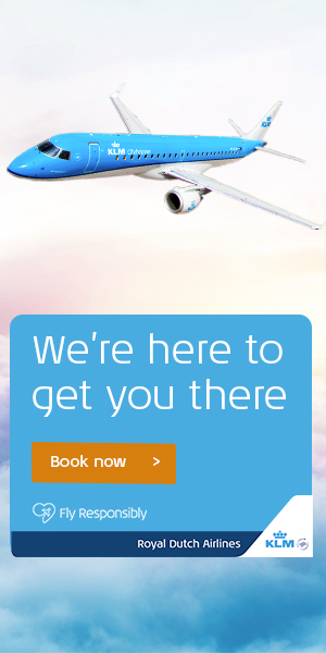 KLM advert that reads we're here to get you there